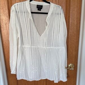 Cotton Eyelet Babydoll Style Blouse